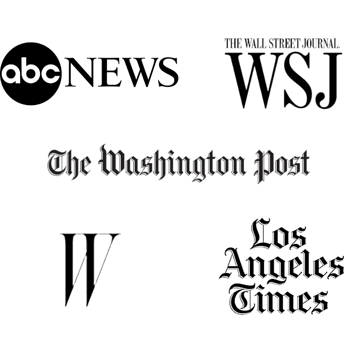 Media logo - ABC News, The Wall Street Journal, The Washington Post, W, & Los Angeles Times